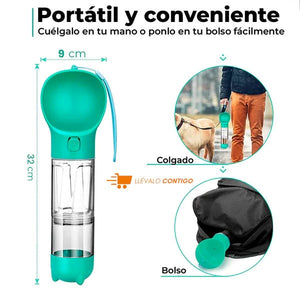 BOTELLA PORTATIL 4 EN 1 MULTIFUNCIONAL PARA MASCOTAS