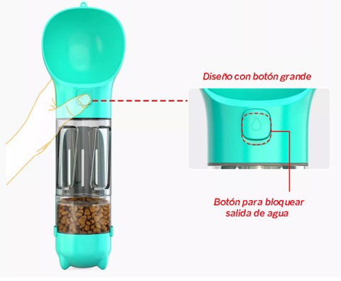 BOTELLA PORTATIL 4 EN 1 MULTIFUNCIONAL PARA MASCOTAS